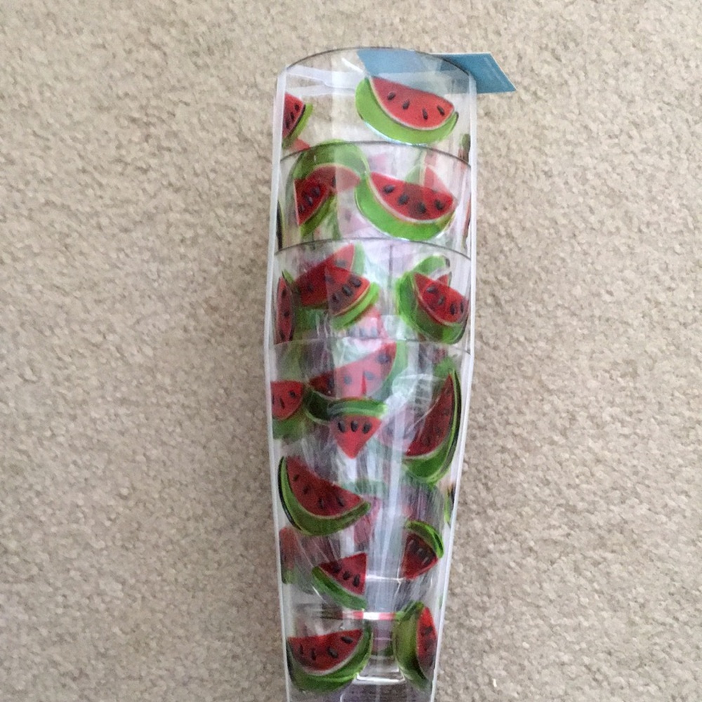 Four Watermelon Plastic Glasses